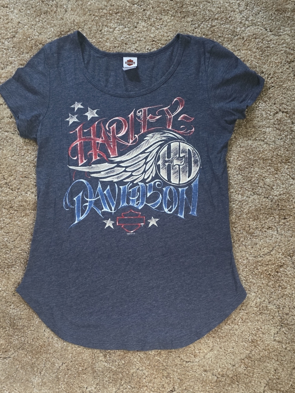 Harley-Davidson Womens Navy Tee with Red, White & Blue Graphic